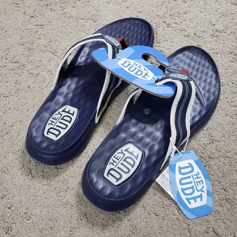 Hey Dude Myers Flip Flop Sport Mode Navy Speckle Men Size 12 Slides Sandals
